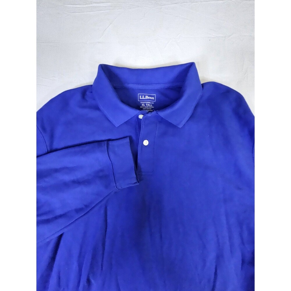 LL Bean Shirt Men's Sz XLT Royal Blue XL Tall Traditional Fit Long Sleeve Polo